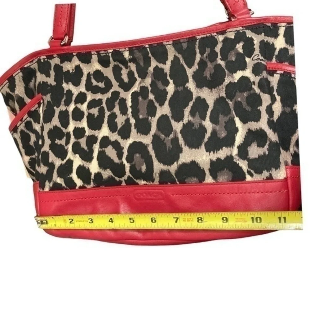 Coach Park Ocelot Print Carrie Tote Shoulder Bag Satchel 23278 red/black leather